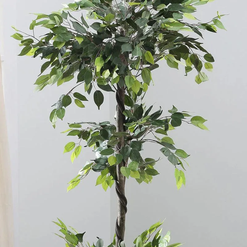 Faux Ficus Tree With Black Plastic Pot - 5.91 ft media 4