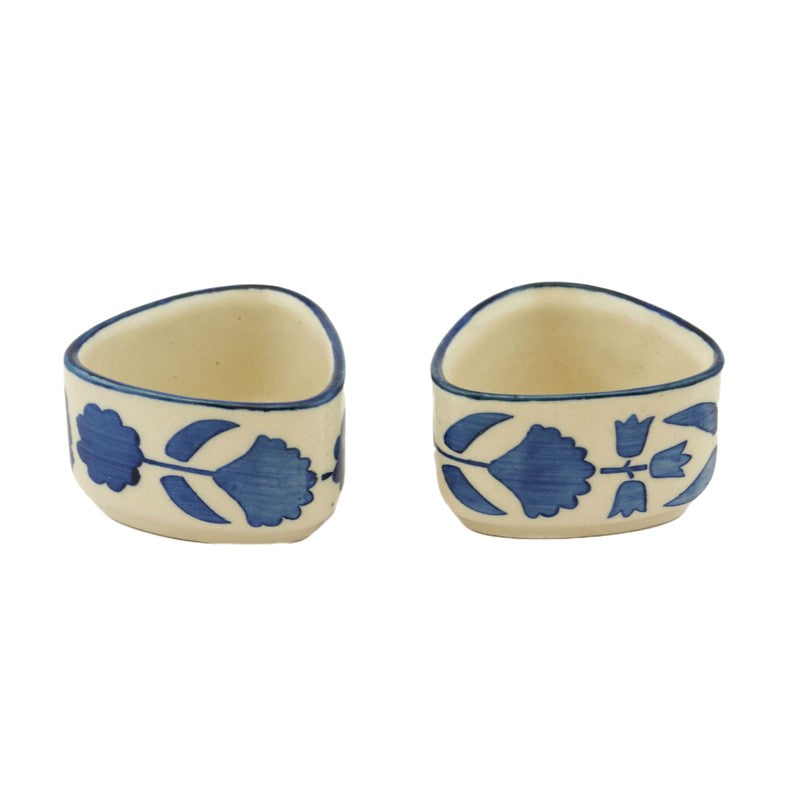 ServeCraft Ceramic Dip Bowls (Blue,White ,40 mL Each) - Set Of Four media 4