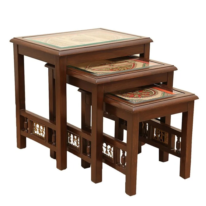 Manor Teak Wood Nesting Stools - Set of Three media 3