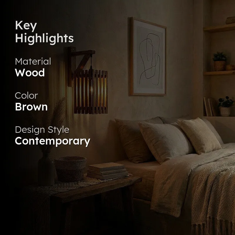 LineCraft Wooden Wall Lamp - Brown media 2