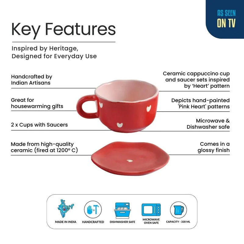 Crimsom Charm Cup & Saucer - Set of Two (330 ML) media 5