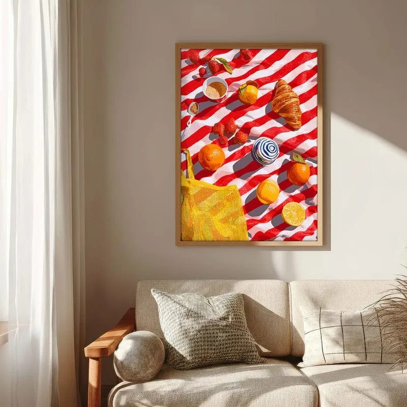 Azure Feast Canvas Wall Painting - Brown Frame media 6