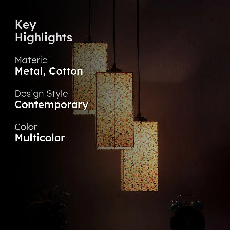 Warm Ivory Triple Metal Ceiling Lamp - Multicolor media 2
