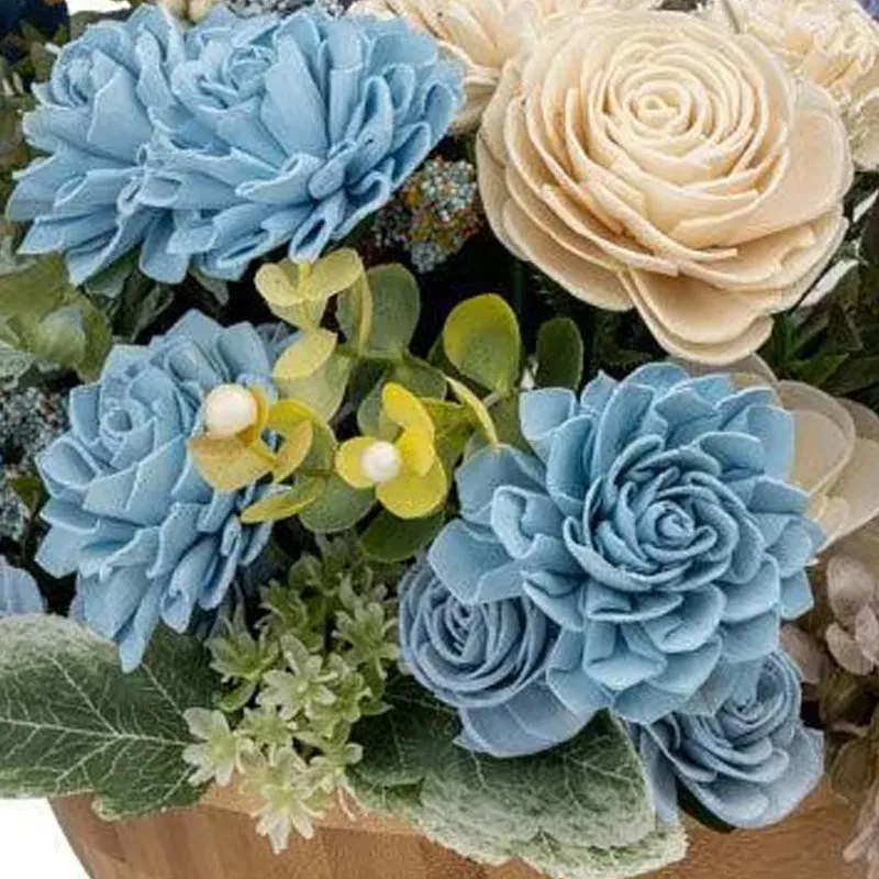 Madva Solawood Floral Bunch In Wooden Pot media 5
