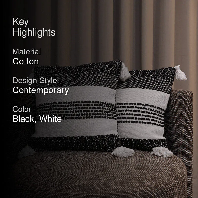 Tuft & Tumble Tufted Cushion Cover (Black & White) - Set Of Two media 2