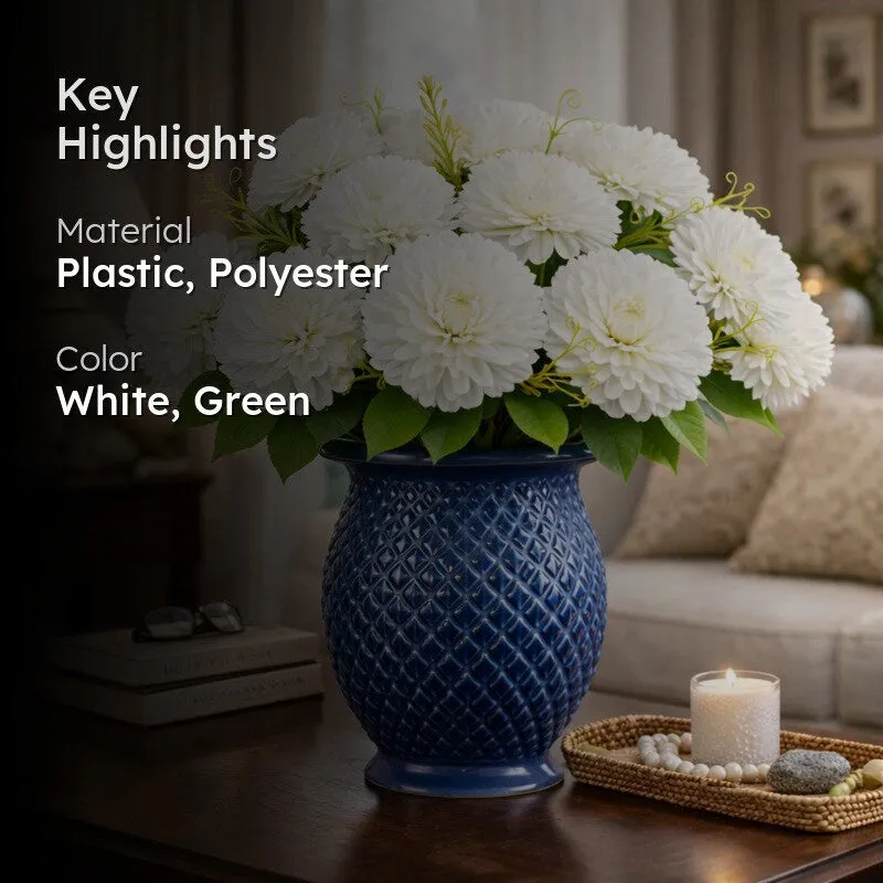 Florisse Artificial Hydrangea Flower (White) - Set Of Four media 2