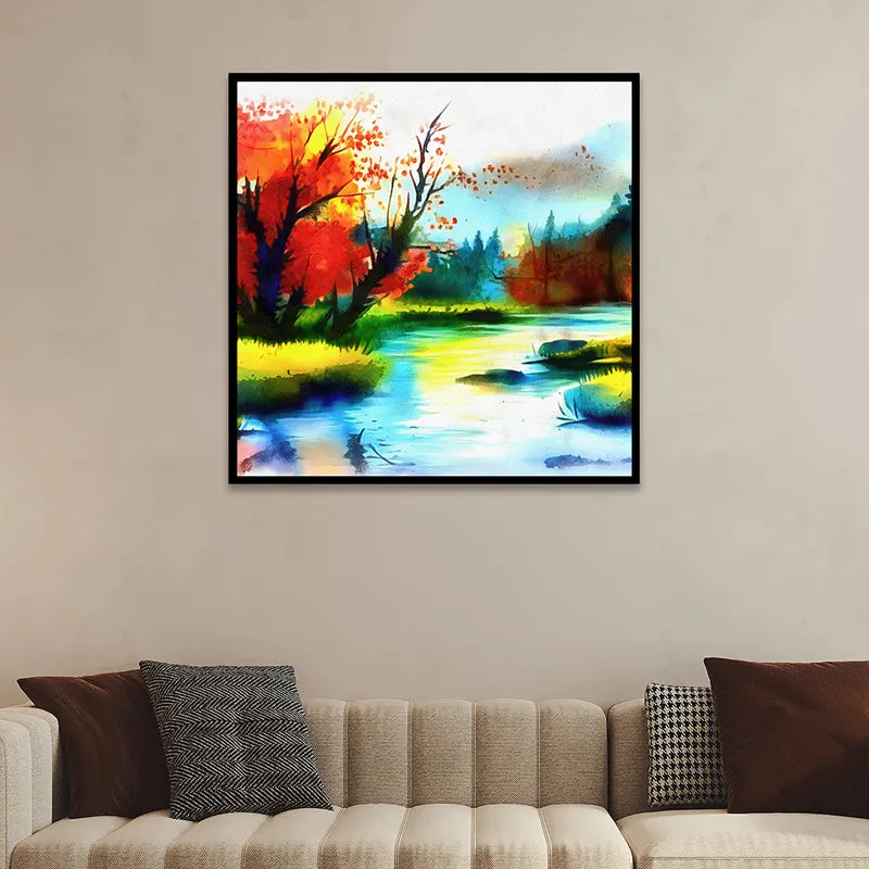 Psych Landscape Canvas Wall Art With Frame media 1