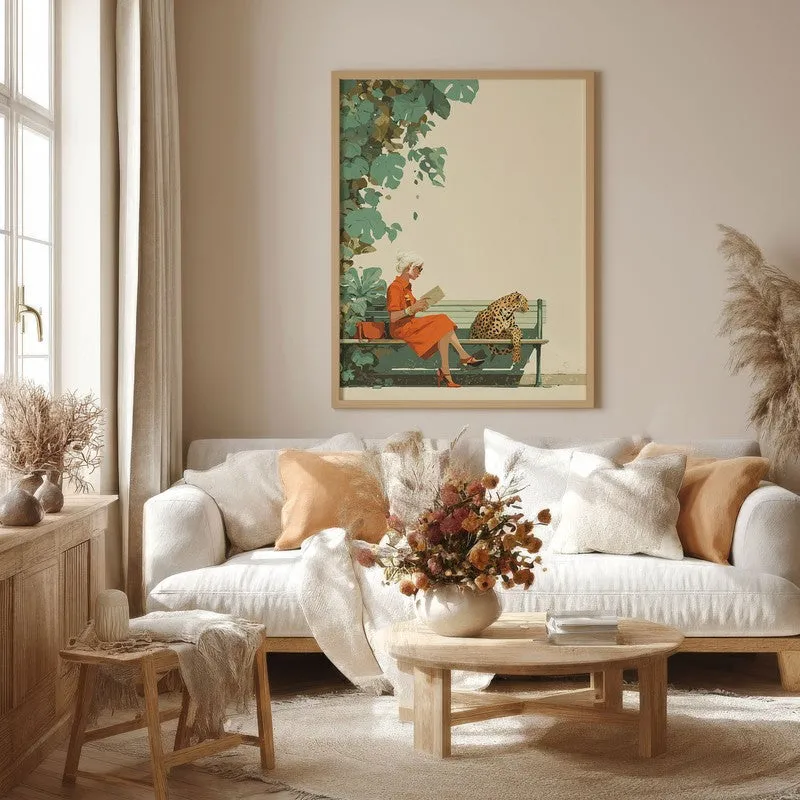 Jungle Reads Canvas Wall Painting - Brown Frame media 4