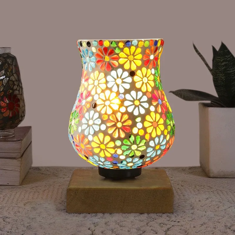 Miraira Mosaic Glass Table Lamp With Wooden Base - Multicolor media 3