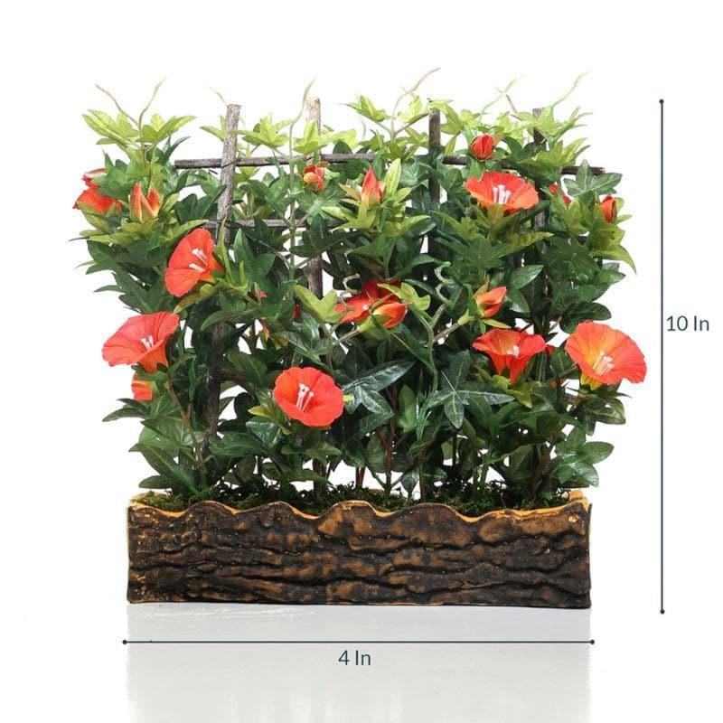 Faux Morning Glory Bonsai In Rustic Pot (27 cms) - Orange media 5