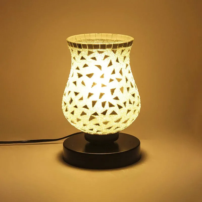 Blazeira Mosaic Glass Table Lamp With Wooden Base - Multicolor media 5