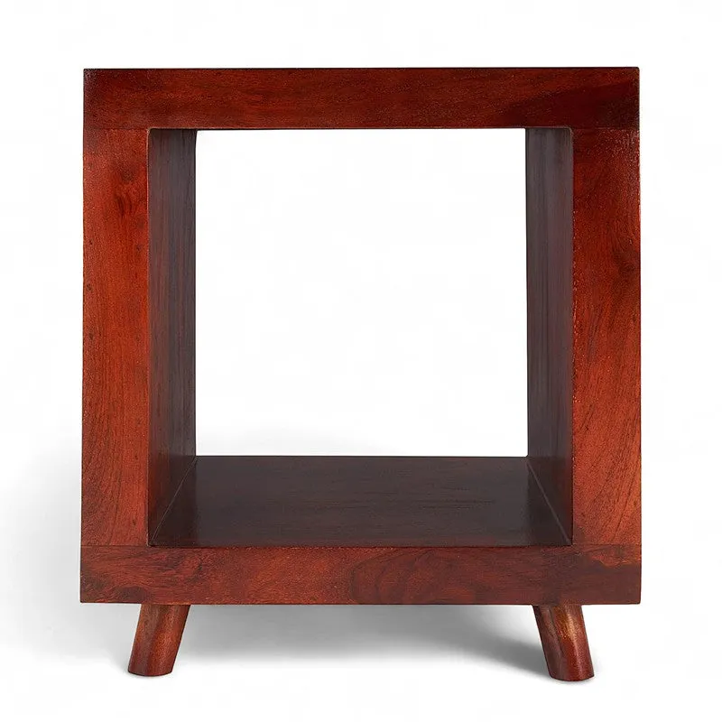 Qverox Sheesham Wooden Side & Bedside Table - Brown media 4