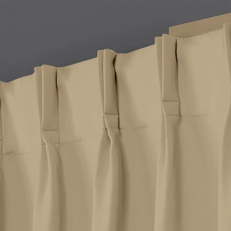 Noir Double Pinch Pleat Blackout Curtain - Beige media 3