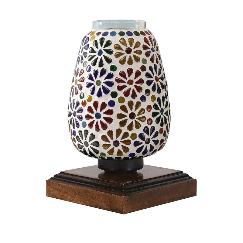 Glasmora Glass Table Lamp With Wooden Base - Multicolor media 5