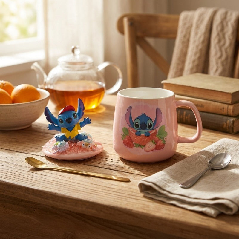 Strawberry Stitch Ceramic Coffee Mug With Lid (350 mL) - 350 mL