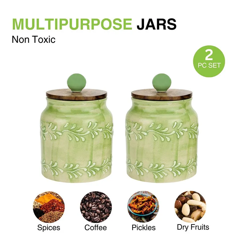 Palis Ceramic Jar With Lid(500 mL Each) - Set Of Two media 5