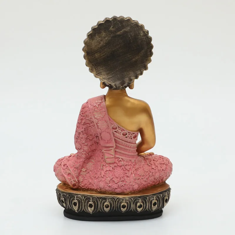 Seated Buddha Showpiece - Pink, Gold media 6