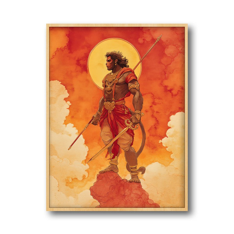 Divine Strength Sri Hanuman II Archival Paper Wall Art - Natural Brown Frame media 5