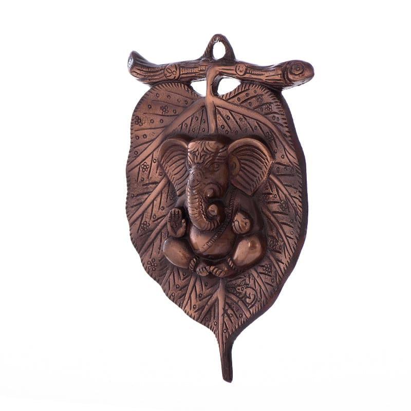 Lord Ganesha On Leaf Metal Wall Accent media 3