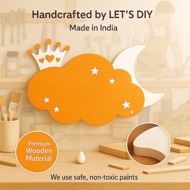 Sleepy Night Sky Cloud Battery Operated MDF Wall Lamp - Orange media 8