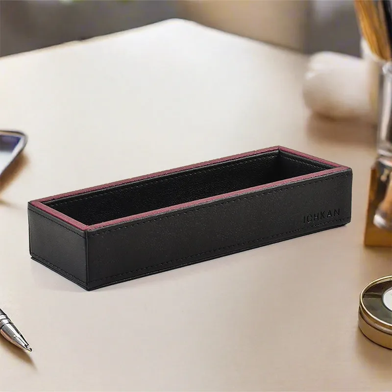 Tisca Faux Leather Cutlery Tray - Black media 1