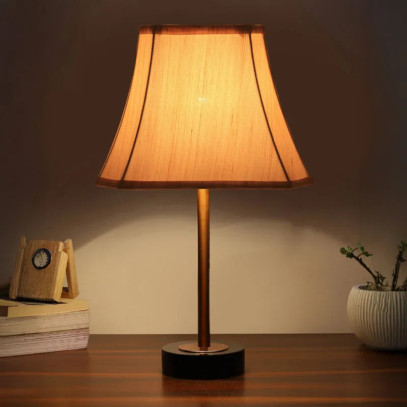 Ceylon Rodin Wooden Table Lamp - OffWhite,Copper,Black media 1