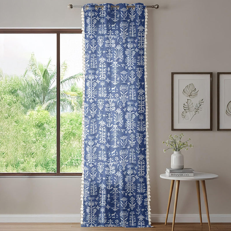 Urban Space Twigs Semi Sheer Curtain - Indigo Blue media 2