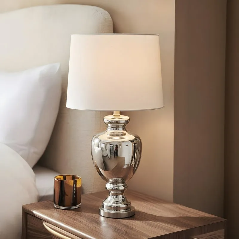 AarviDecor Harrington Classic Fabric Table Lamp - Silver media 4