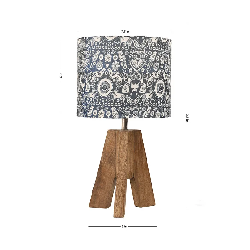 Ethnic Art Tripod Fabric Table Lamp - Grey media 5