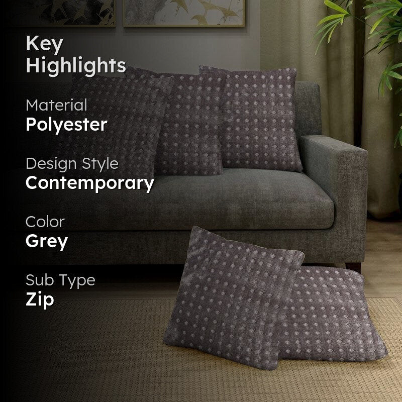 Whimsy Sheen Cushion Cover (Grey) - Set Of Five media 2