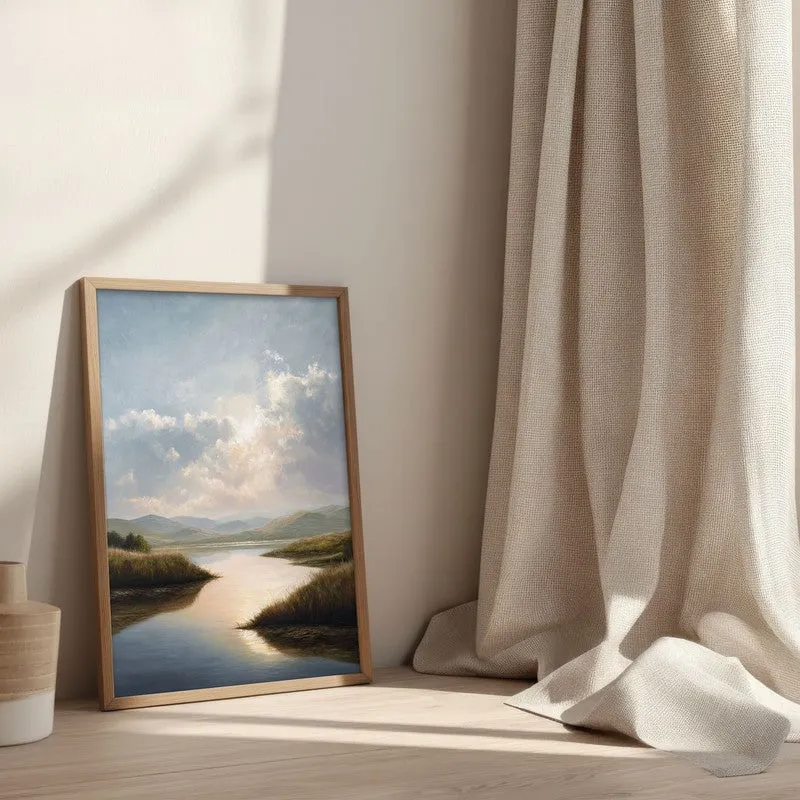 Pastel Horizons Archival Paper Wall Painting With Brown Frame media 3