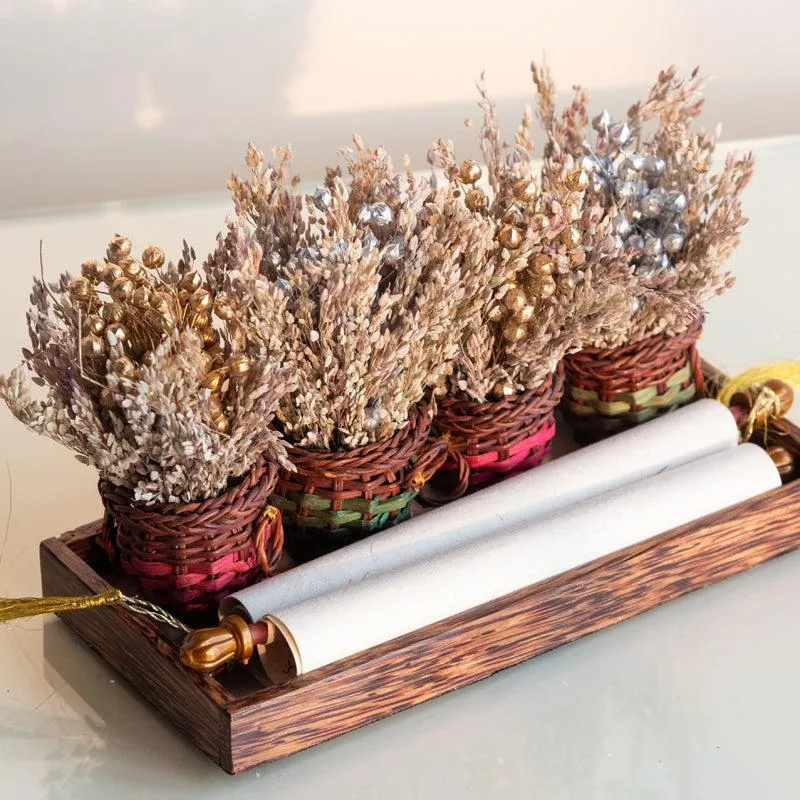 Tritona Mini Floral Basket (Gold & Silver) - Set Of Six media 3