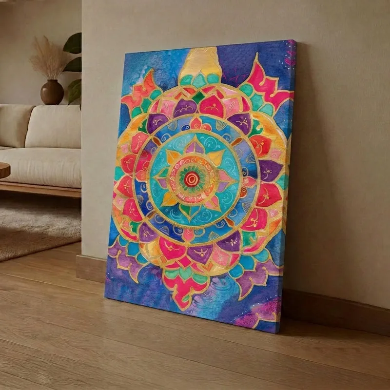 Vibrant Prism Mandala Wall Art Without Frame media 1