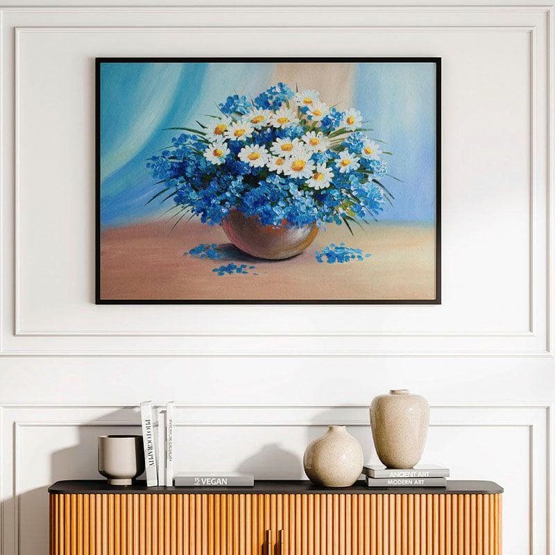 Emerging Foral Dimensions Canvas Wall Painting - Black Frame