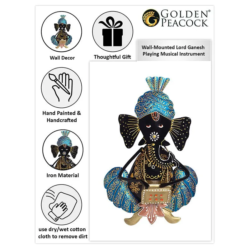 Ganesh Handcrafted Iron Wall Accent - Blue media 3