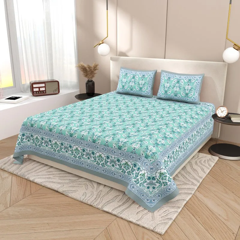 Rang Flowy Cotton Bedsheet (Blue) - 120 TC media 1