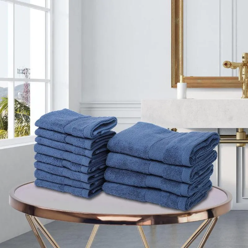 Miorah Hand & Face Towel Combo (Blue) - Set Of Twelve media 1