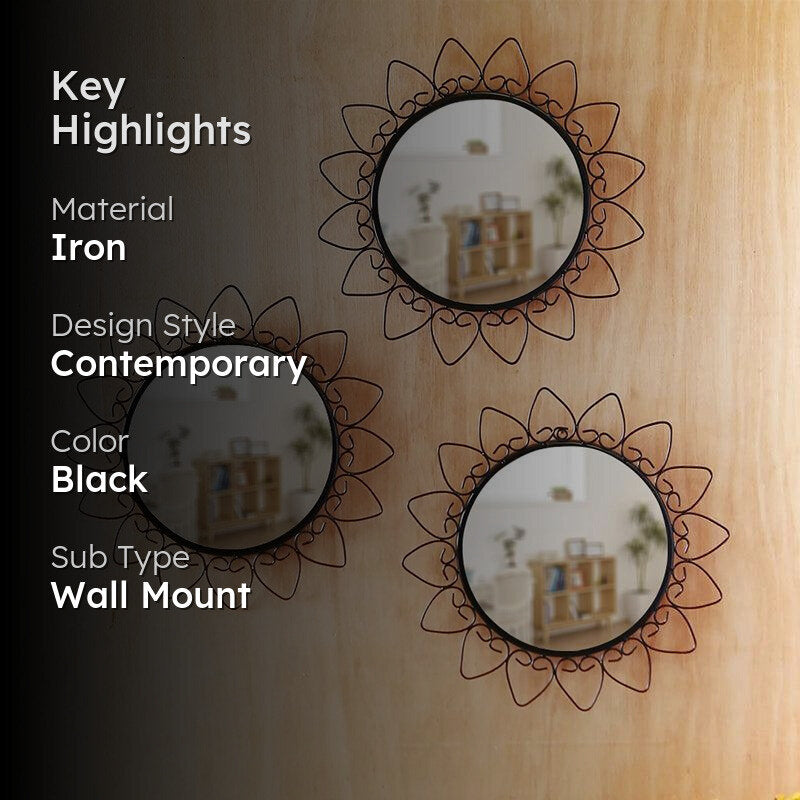 Rakia Bloom Iron Wall Mirror - Set Of Three media 2