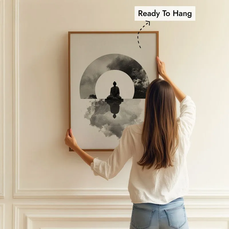 Whispers of Zen Buddha wall Painting With Brown Frame media 5