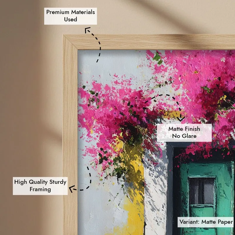 Bougainvillea Bliss Canvas Wall Painting - Brown Frame media 7