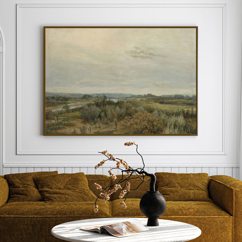 Vintage Meadow Wood Wall Art With Frame - Black