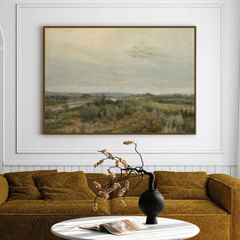 Vintage Meadow Wood Wall Art With Frame - Black media 1
