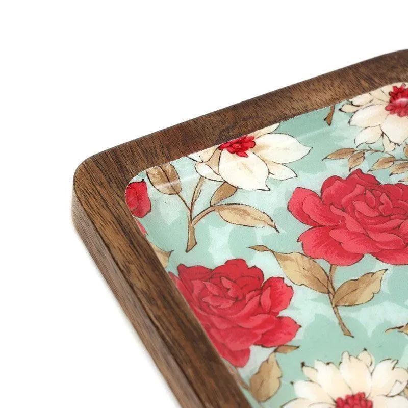 Aimee Floral Square Wood Platter media 4