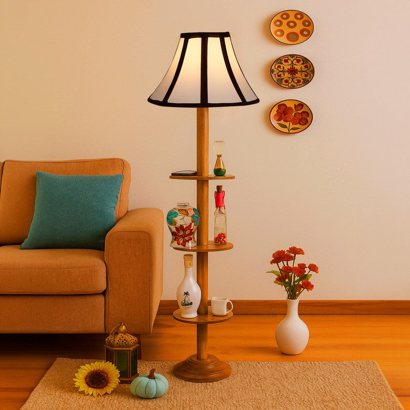 ConeEdge Elite Wooden Floor Lamp - White & Black