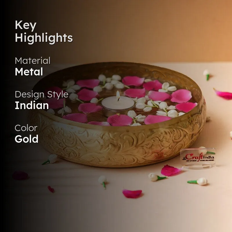 Royal Etched Metal Urli - Gold media 2