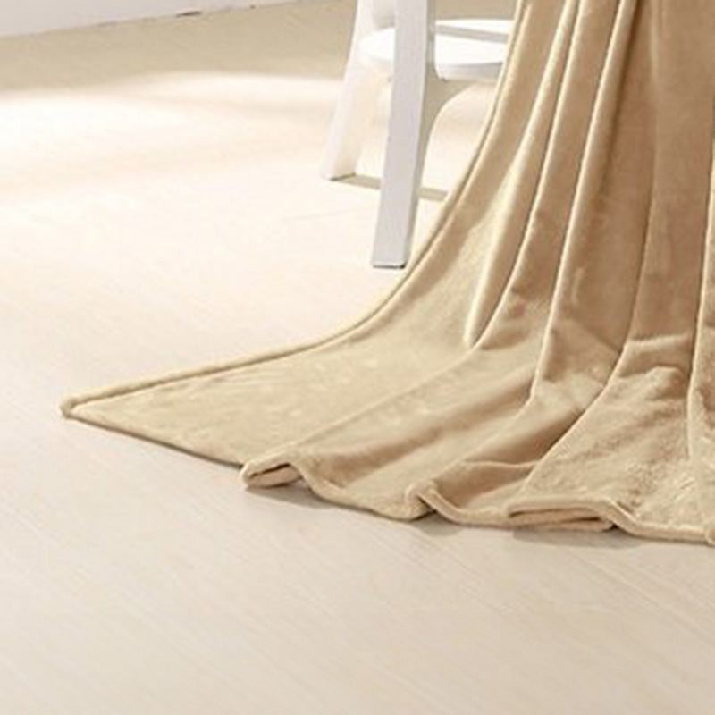 Camella Solid Knitted Cotton Flannel Blanket (Beige) - 190 GSM media 4