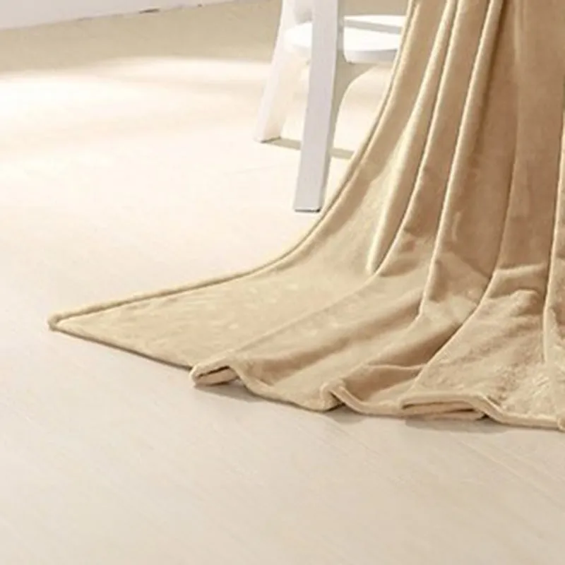 Camella Solid Knitted Cotton Flannel Blanket (Beige) - 190 GSM media 4