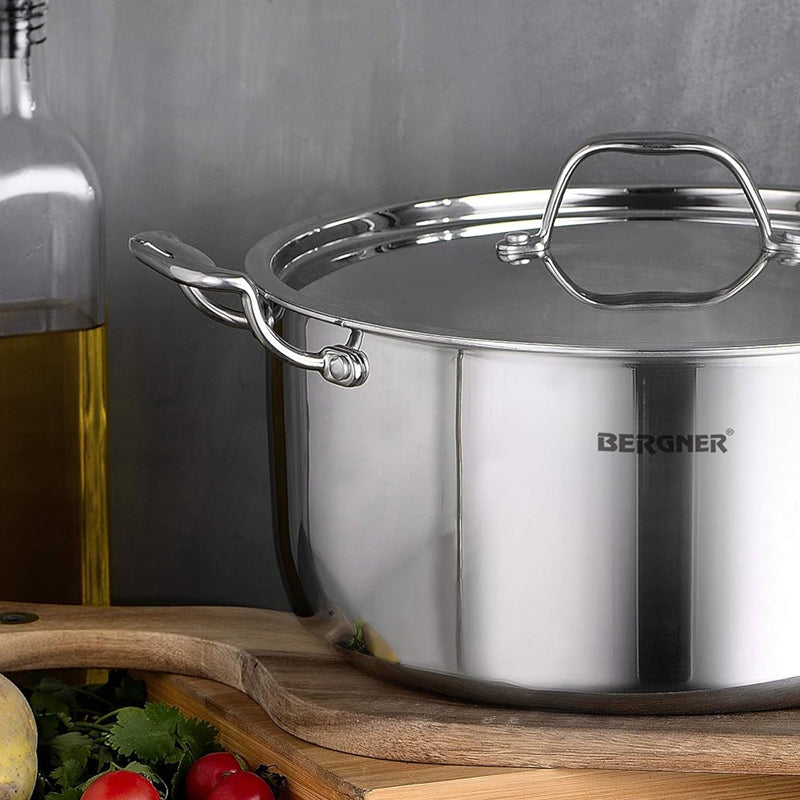 Bergner Argent Triply Casserole With Lid - 8300 ML media 6