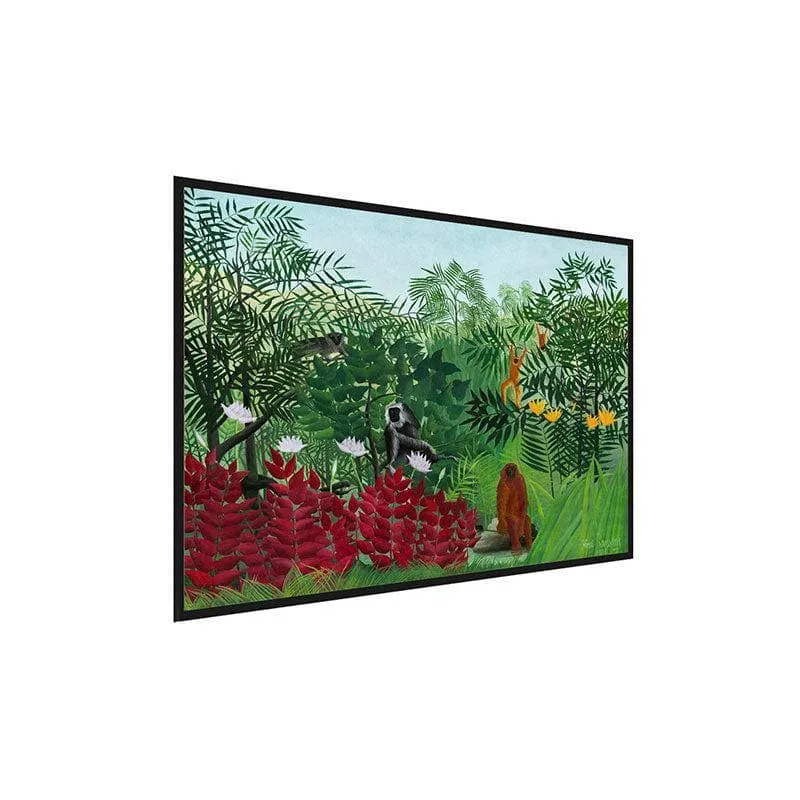 Tropical Forest With Monkeys Canvas Painting By Henri Rousseau - Black Frame media 3