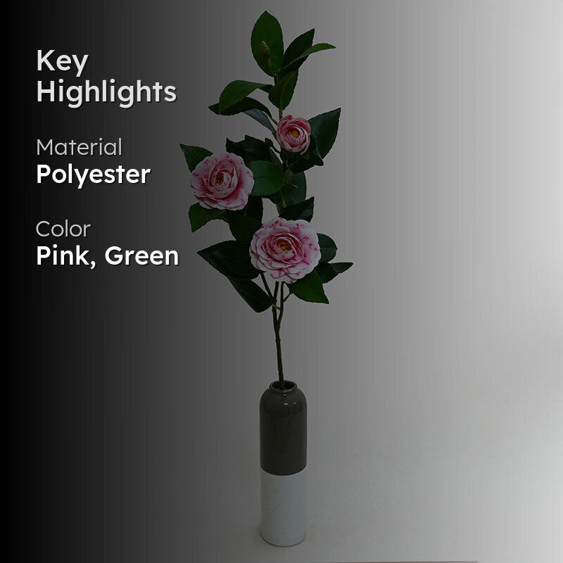 Edeina Artificial Rose Without Pot (Pink) - 3 Feet media 2